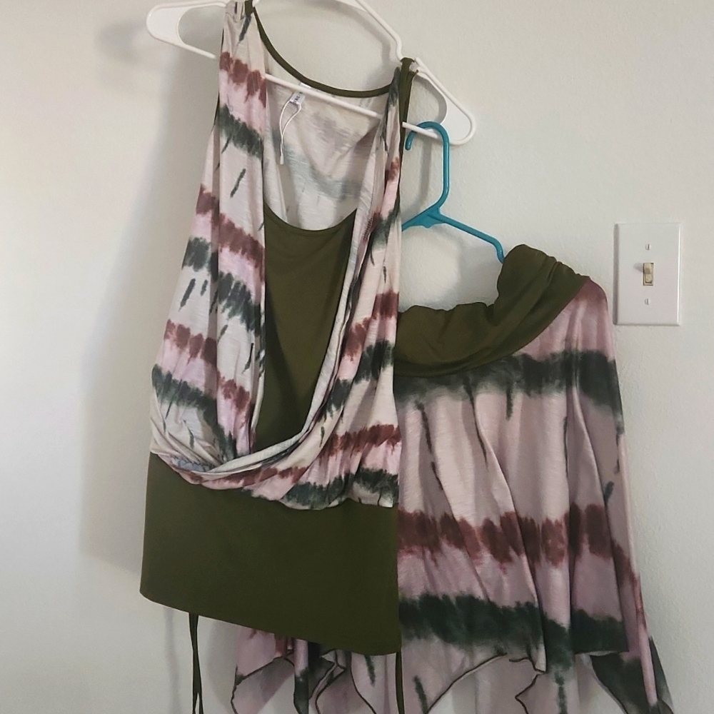 Camo Asymmetrical Stretch Fit Skirt & Top